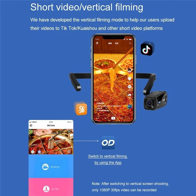 EP6PLUS 4K 30FPS Wearable Video Camera Anti-Shake Head Mounted Camcorder