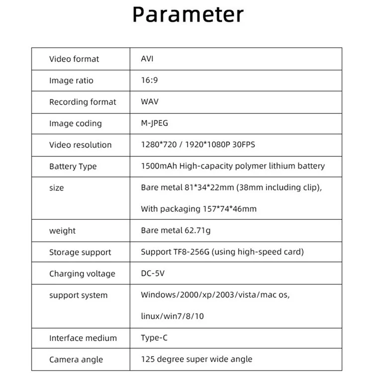 1080P HD Mini Camera Video Recorder Clip Type Small Security Night Vision Wide Angle Cam with Motion Detection