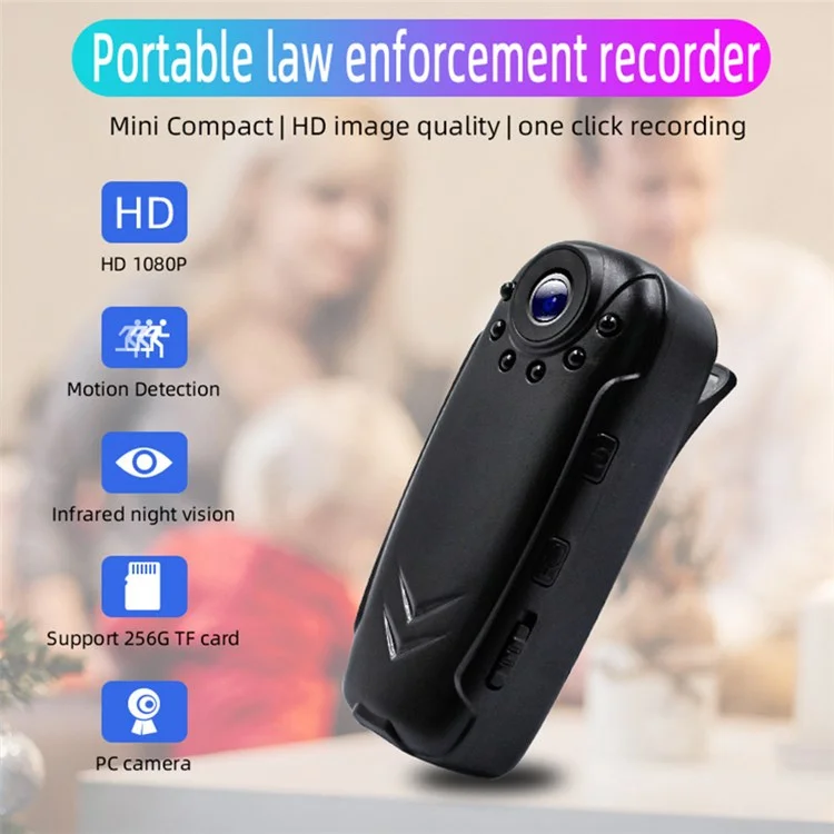 1080P HD Mini Camera Video Recorder Clip Type Small Security Night Vision Wide Angle Cam with Motion Detection